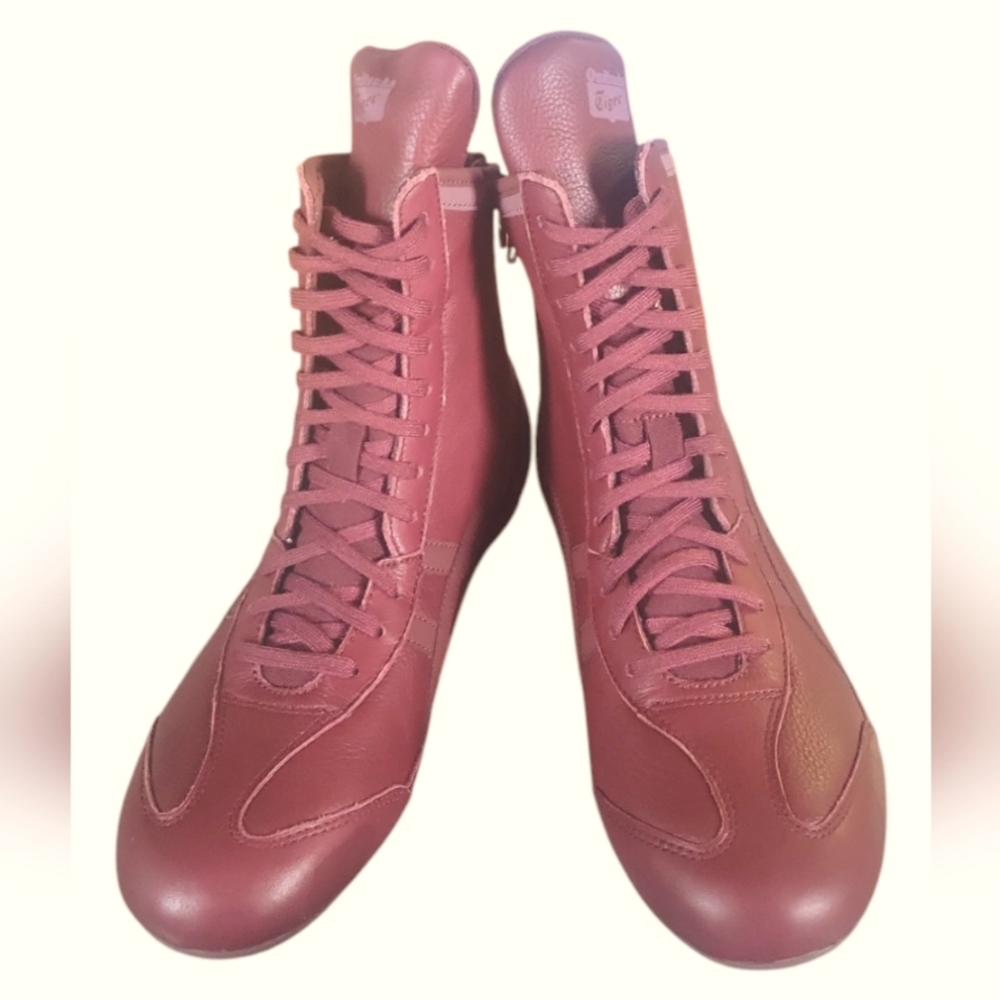 Onitsuka Tiger High Top Womens High Top Leather Burgundy Wrestling Sneakers Sz 7